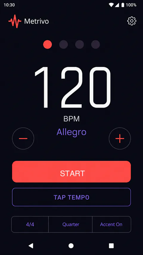 Metrivo Home screen